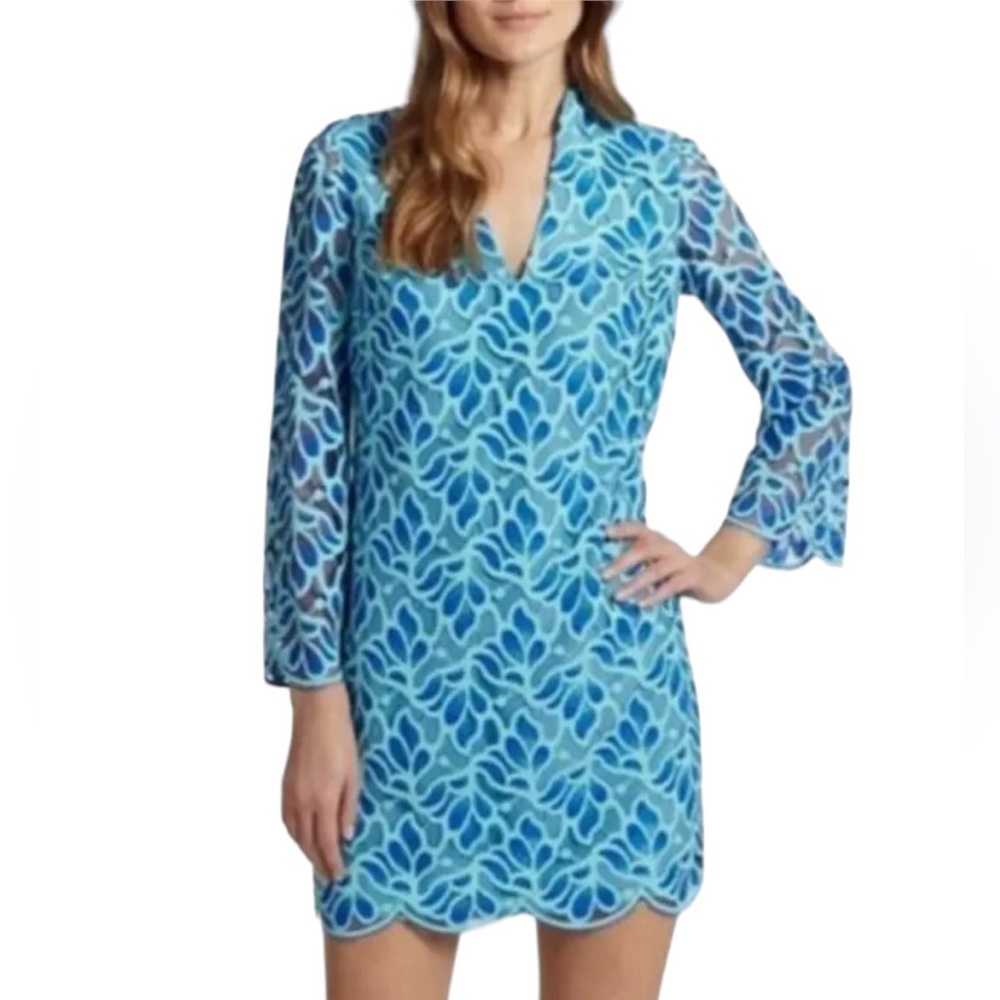 Lilly Pulitzer Devina Blue Lace Shift Dress Women's 8